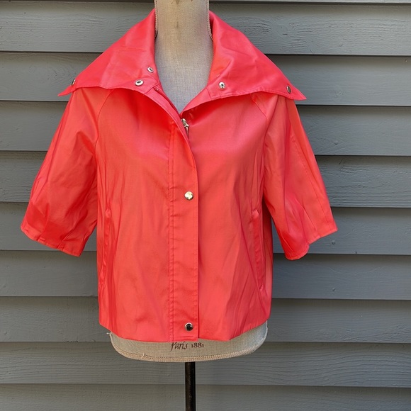 Samual Dong Ladies Coral Crop Jacket with Two Way Collar Bubble Sleeves Large - Picture 2 of 12